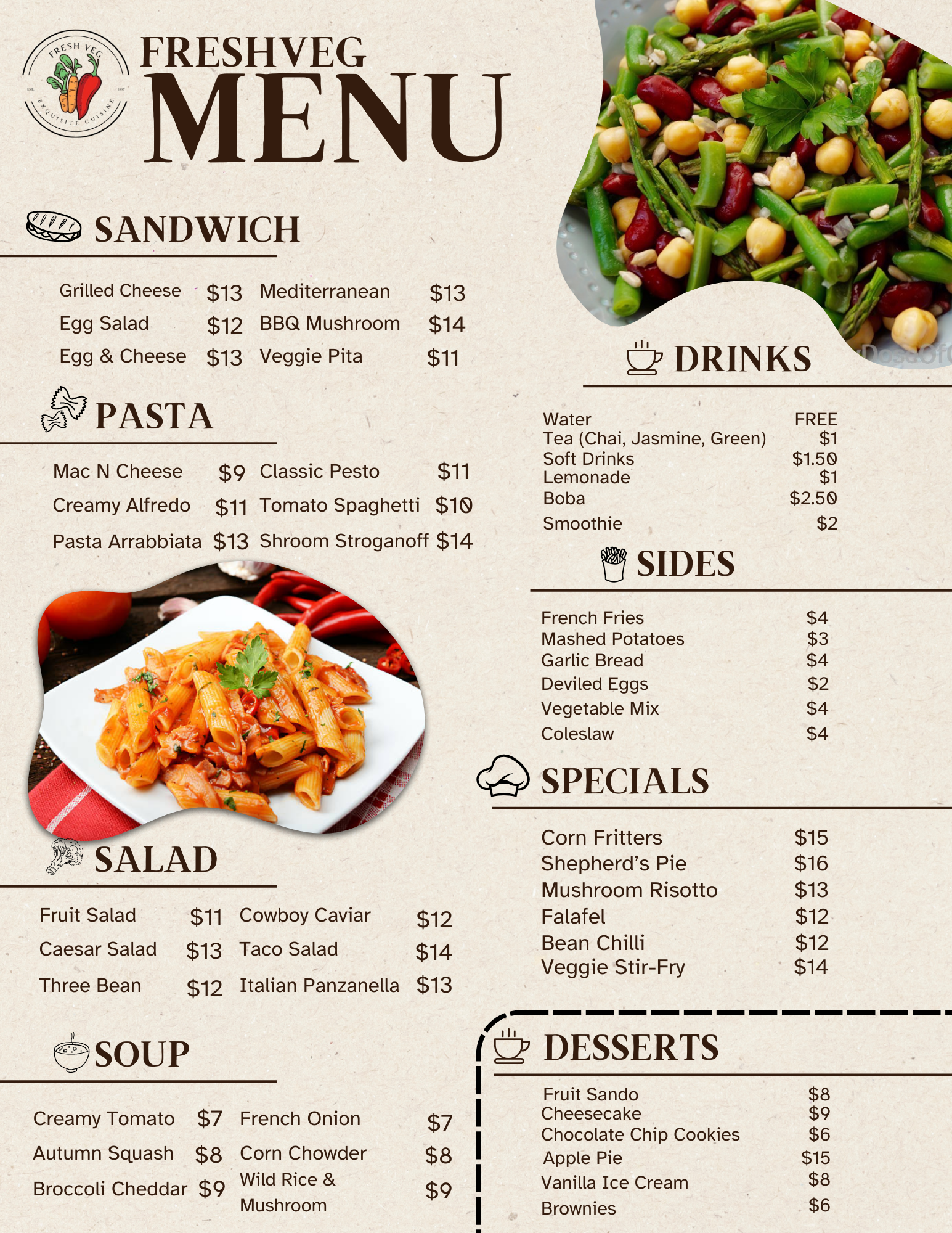 FreshVeg Menu